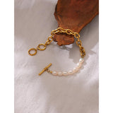 Natural Pearl Toggle-Clasps Chain Bracelet