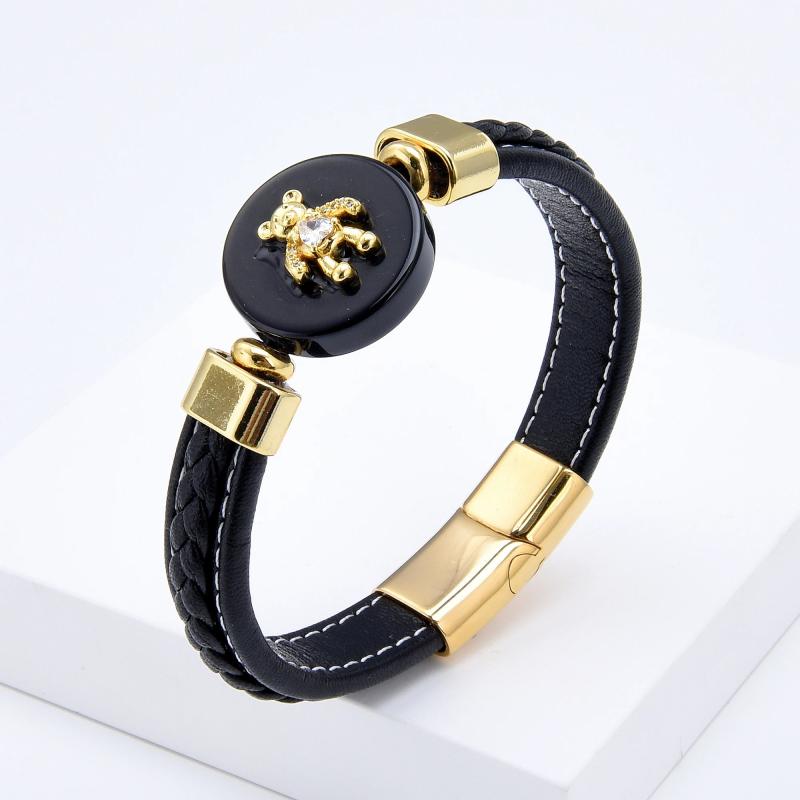 CZ Bear Bracelet Round Stone Stainless Steel Magnetic Jewelry