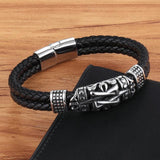 Men's Leather Stainless Steel Bracelet Rope Chain Wristband