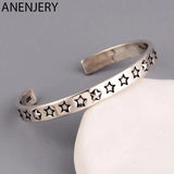 Thai Silver Star Pattern Bracelet Bangle Classic Retro Jewelry