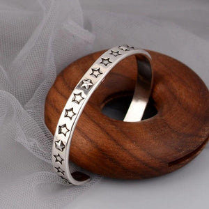 Thai Silver Star Pattern Bracelet Bangle Classic Retro Jewelry
