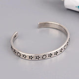Thai Silver Star Pattern Bracelet Bangle Classic Retro Jewelry