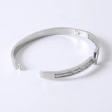 Crystal Charm Stainless Steel Letter Bracelet Bangle for Women Girls