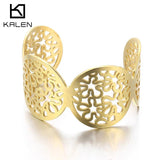 Vintage Geometric Hollow Carved Wide Bangle Bohemian Jewelry Bracelet