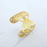 Vintage Geometric Hollow Carved Wide Bangle Bohemian Jewelry Bracelet