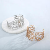 Vintage Geometric Hollow Carved Wide Bangle Bohemian Jewelry Bracelet
