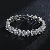 Marquise CZ Chain Bracelet Flower Wedding Jewelry