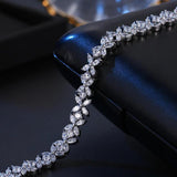 Marquise CZ Chain Bracelet Flower Wedding Jewelry