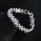 Marquise CZ Chain Bracelet Flower Wedding Jewelry