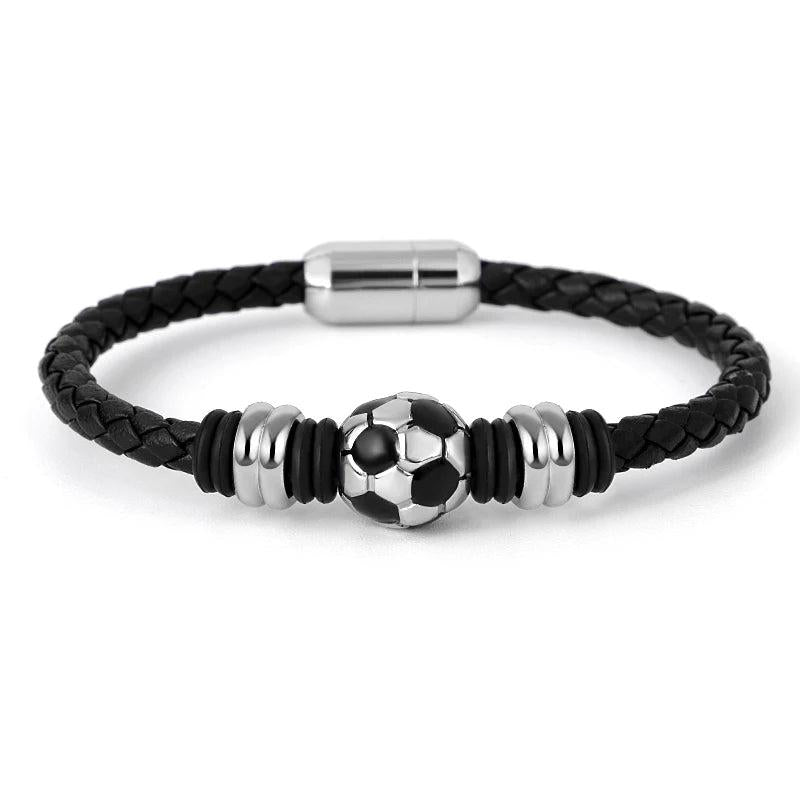 Casual Football Charm Bracelet for Fans Stainless Steel Jewelry