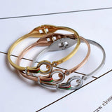 Crystal Spring Clasp Bangles Stainless Steel Charming Bracelet