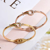 Crystal Spring Clasp Bangles Stainless Steel Charming Bracelet