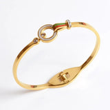 Crystal Spring Clasp Bangles Stainless Steel Charming Bracelet