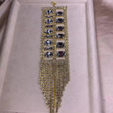 Crystal Geometric Bangle with Tassel Chain