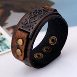 Vintage Men's Leather Bracelet Stainless Steel Bangle Punk Jewelry