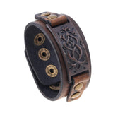 Vintage Men's Leather Bracelet Stainless Steel Bangle Punk Jewelry