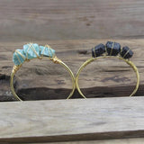 Fluorite Quartz Beads Cuff Bracelet Golden Wire Wrap