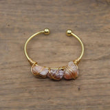 Fluorite Quartz Beads Cuff Bracelet Golden Wire Wrap