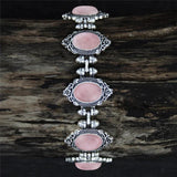 Vintage Oval Plant Flower Quartz Amethysts Bracelet For Women