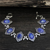 Vintage Oval Plant Flower Quartz Amethysts Bracelet For Women