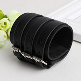 Faux Leather Hand Bone Rivets Wide Buckle Wristband Bracelet