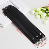 Faux Leather Hand Bone Rivets Wide Buckle Wristband Bracelet