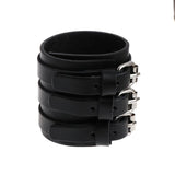 Faux Leather Hand Bone Rivets Wide Buckle Wristband Bracelet