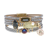 Glass Leather Charm Bracelet for Women