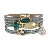 Glass Leather Charm Bracelet for Women