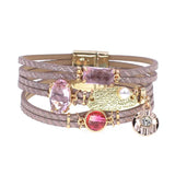 Glass Leather Charm Bracelet for Women