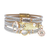 Glass Leather Charm Bracelet for Women