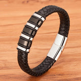 Stainless Steel Men's Leather Bracelet Handsome Boy Gift