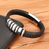 Stainless Steel Men's Leather Bracelet Handsome Boy Gift