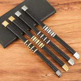 Stainless Steel Men's Leather Bracelet Handsome Boy Gift