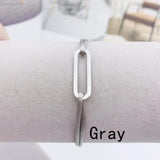 Adjustable Geometric Oval Frame Circle Bracelet Multicolor Ribbon