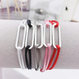 Adjustable Geometric Oval Frame Circle Bracelet Multicolor Ribbon