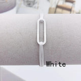 Adjustable Geometric Oval Frame Circle Bracelet Multicolor Ribbon