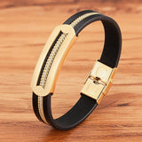 Men's Leather Bracelet Stainless Steel Birthday Gift