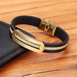 Men's Leather Bracelet Stainless Steel Birthday Gift