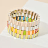 Enamel Tile Beads Bracelet Boho Stretch Jewelry Gift