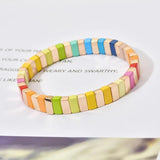 Enamel Tile Beads Bracelet Boho Stretch Jewelry Gift
