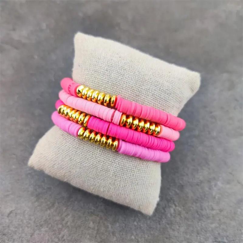Polymer Clay Beaded Bracelet Heishi Stone Beads Women Jewelry