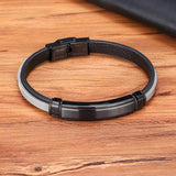 Men's Leather Bracelet Stainless Steel Two-tier Charm Bangle