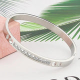 Crystal Bangle Bracelet Stainless Steel Women Party Gift