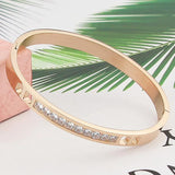 Crystal Bangle Bracelet Stainless Steel Women Party Gift