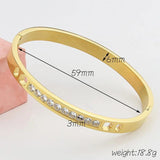 Crystal Bangle Bracelet Stainless Steel Women Party Gift