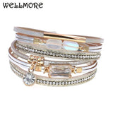 Glass Bracelet Leather Charm Bracelets for Women