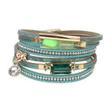 Glass Bracelet Leather Charm Bracelets for Women