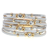Bohemia Leather Bracelets for Women - Metal Beads Charm Bracelets