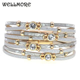 Bohemia Leather Bracelets for Women - Metal Beads Charm Bracelets